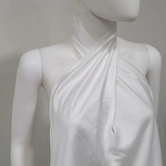 NWOT SHOW ME Your MuMu Jasmine Halter Mini Dress in Ivory Luxe Satin Sz S - Picture 5 of 12